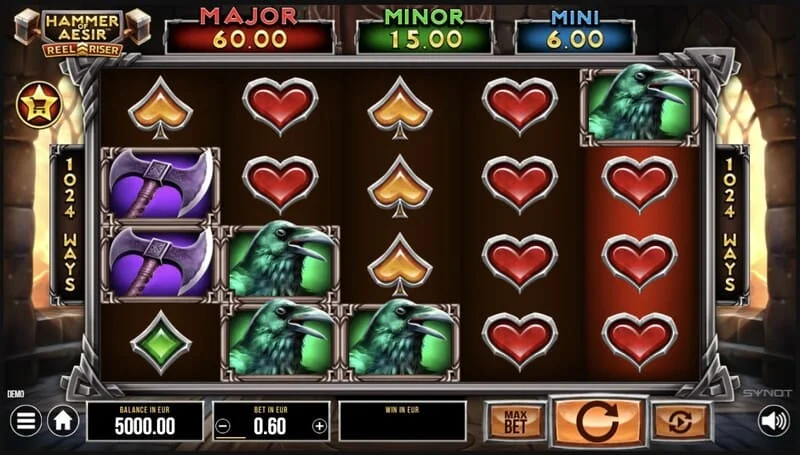 Hammer of Aesir - game screen with reels